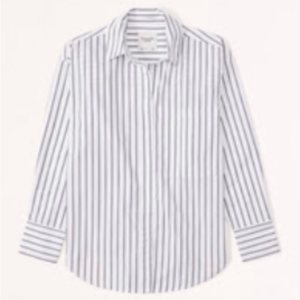 Abercrombie & Fitch - oversized poplin button-up shirt in navy stripe